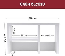 Resim PIKAS Ahşap Masaüstü Çok Amaçlı Düzenleyici Raf - Ev, Ofis ve Mutfak Tezgahı İçin Fonksiyonel Organizer Ünitesi 