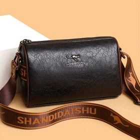 Resim Kusursuz Zambak Mini Retro Tarzı Kadın Çapraz Vücut Çantası - Hafif ve Şık, Ayarlanabilir Geniş Omuz Askısı, Fermuarlı Kapatma, Günlük Kullanım İçin Zarif Düz Renkli Boston Çanta, Kahve, Açık Kahverengi veya Siyah Renkte Mevcut 