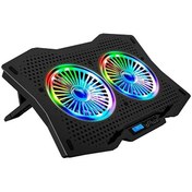 Resim Ad-Rc9 Tornado Siyah 115-115 -15Mm (2 Adet) Fanlı 10-18 Rgb Işıklı Notebook Soğutucu Stand zifht