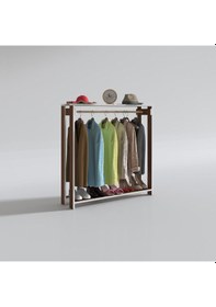 Resim Kenzlife giysi dolabı maksut 135*100*40 cvz askılık ayakkabılık Ceviz 