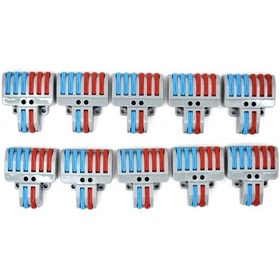 Resim 10 Adet 2 Giriş 3+3 Çıkış Kablo Konnektörü Mandallı Buat Klemensi 