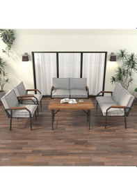 Resim Mygusi Hayal Balkon Bahçe Cafe - Metal Kanepe Koltuk Takımı - 2+2+1+1+masali Açikgri Açık Gri 