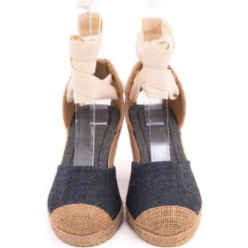 Resim Star Tombis Gerçek Elişi Kot Mavisi Ipli Dolgu Topuk Keten Espadril Handmade Mavi 