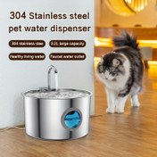 Resim 3,2L/108oz Kedi Su Çeşmesi 304 Paslanmaz Çelik - Otomatik Evcil Hayvan Suluk, Sessiz Metal Pompa ve Katmanlı Filtreli Tasarım 