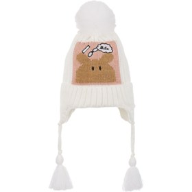Resim Kitti Kız Çocuk 1-4 Yaş Kulaklıklı Bere - Krem / 1-4 Yaş 