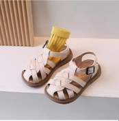 Resim Yeni Yaz Sandalet Çocuk Ayakkabı Kız Erkek Dokuma Hollow Prenses Ayakkabı Beige 24in15cm Bej 