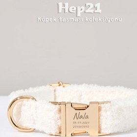 Resim Dog Collar Named White Poff Collar 58708 - Overflow / M 