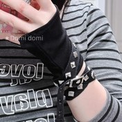 Resim Y2K Tarzı Perçinli Parmaksız Eldivenler - Bir Çift, Punk Stili, Uniseks, Havalı KPOP Eşleştirme Aksesuarları, Dış Mekan Cosplay Rekvizitleri 
