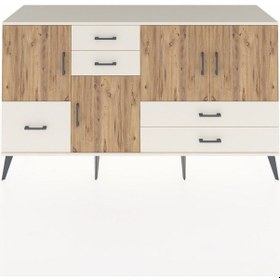 Resim Kronos Konsol 4 Raflı 5 Çekmeceli 4 Kapaklı 176x59x99 Aytaşı-çam/ Aytaşı-çam/aytaşı 