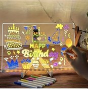 Resim Honeybeeshop Yanmie 30x20 4 Mevsim Led Mesaj Panosu Yedi Renkli Akrilik Isikli Cizim Tahtasi Standli Ofis Ev Noel Yilbasi Hediyesi 