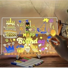 Resim Honeybeeshop Yanmie 30x20 4 Mevsim Led Mesaj Panosu Yedi Renkli Akrilik Isikli Cizim Tahtasi Standli Ofis Ev Noel Yilbasi Hediyesi 