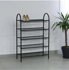 Resim Ayakkabılık 5 Katlı Metal Ayakkabı Rafı Tel Raf 5067 Siyah 