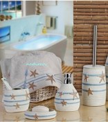 Resim Primanova Siderta 4 Parça Banyo Seti Beyaz - Mavi 