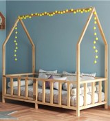 Resim Ev Modeli Çatılı Montessori Baza 90 x 190 CM 