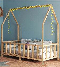 Resim Ev Modeli Çatılı Montessori Baza 90 x 190 CM 