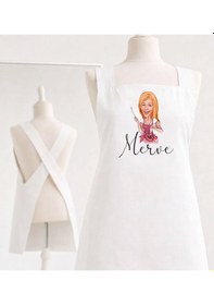 Resim Bk Gift Kişiye Özel Karikatürlü Çapraz Askılı Beyaz Mutfak Önlüğü - 11, Aşçı Önlüğü, Şef Önlüğü, Anneye Hediye Kobitmeyencom35961 Bk Gift Renkli 