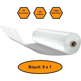 Resim 160 Micron Naylon Örtü, Şeffaf Su Geçirmez Naylon, 8x1 Metre 