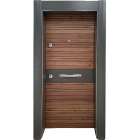 Resim Tezdoor Antrasit Renk ve Ahşap Desenli Çelik Kapı, Daire Kapısı, Villa Kapısı, Tırnaklı Sistem Çelik Kapı 