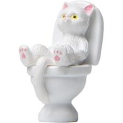 Resim Beyaz Kedi Heykeli Yenilikçi Bağlantısız Pvc Oturma Odası İçin Moda Canlı Görünüm Tuvalet Serisi 
