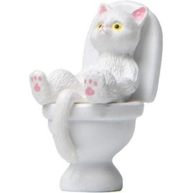 Resim Beyaz Kedi Heykeli Yenilikçi Bağlantısız Pvc Oturma Odası İçin Moda Canlı Görünüm Tuvalet Serisi 