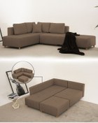 Resim Velura Home & Living Zed Köşe Takımı & Puflu Yataklı Köşe Koltuk & L Koltuk - Kadife & Babyface Kumaş 