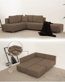 Resim Velura Home & Living Zed Köşe Takımı & Puflu Yataklı Köşe Koltuk & L Koltuk - Kadife & Babyface Kumaş 