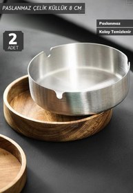 Resim Jet' s Home 2’li Set Küllük 8 cm Paslanmaz Çelik Kül Tablası Sigara Küllüğü 