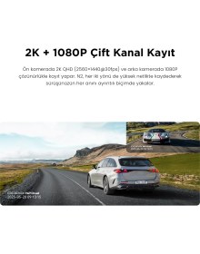 Resim DDPAI N2 Dual Araç içi kamera - 2K + 1080P Çift kanal kayıt - Yapay zeka destekli NightVIS 2.0 - 1.9'' IPS Ekran 