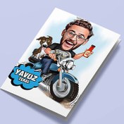 Resim Motorcu Erkek Karikatürlü Tebrik Kartı 