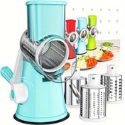 Resim 1 Set Multifunctional 3-in-1 Manuel Plastik Masaüstü Davul Peynir Rendeleyici, Sebze Dilimleyici ve Meyve Dilimleyici, Gıda İle Temaslı, Patatesler, Sebzeler, Kolay Mutfak Hazırlığı İçin 