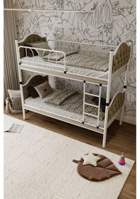 Resim Argimo Melis Çift Katlı Metal Ranza ve Karyola 90 x 200 CM Yatak Ölçülü Kahverengi 