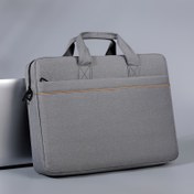 Resim Dayanıklı Lycra Laptop Çantası ile Kontrol Noktası Dostu Tasarım - Gri Mesajcı Omuz Çantası Erkekler ve Kadınlar için, TSA Uyumlu, Polyester Astar, Ofis, Okul ve Seyahat için İdeal, Seyahat Gereçleri Çantası | Kontrol Noktası Dostu Çanta | Dayanıklı Lycra Çanta 