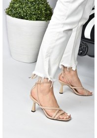 Resim Fox Shoes Ten Bilek Bağlamalı Kadın Topuklu Ayakkabı K404070209 