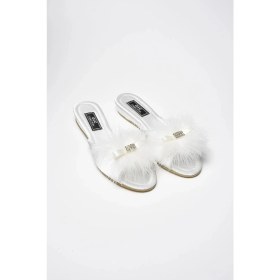 Resim Gc Terlik 171 Kadın Önü Tüylü Ev Terliği-Ekru 