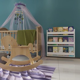 Resim Zeo Wood Design Montessori Mdflam Çocuk Odası Kitaplığı 