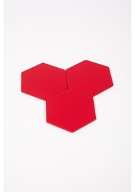 Resim Kırmızı Altıgen Deri Bardak Altlığı 3 Adet Kırmızı 