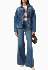 Resim Barrel Kollu Oversize Denim Ceket, Modern Şık Kadın Dış Giyim - Mavi / XS 