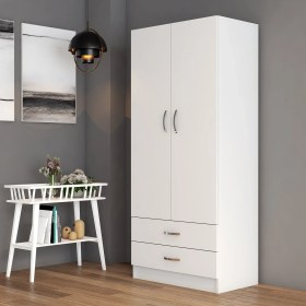 Resim 2 Kapılı Iki Çekmeceli Geniş Gardrop Beyaz - GRD0401 