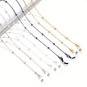 Resim 4 adet Retro Çinko Alaşımlı Gözlük Zinciri, Erkekler ve Kadınlar için Kaymaz Gözlük Kayışı Tutucu, Modaya Uygun Minimalist Metal Boncuk Dekoratif Zincir 