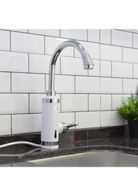 Resim Elektrikli Sıcak Musluk Ani Su Isıtıcı Termal Şofben Musluk Asg4b Beyaz 