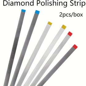 Resim 2 adet Kutu Diamond Parlatma Şeritleri Paslanmaz Çelik IPR Parlatma Şeridi Orta İnce Ekstra İnce Tek/Çift Taraflı Kompakt Parlatma 