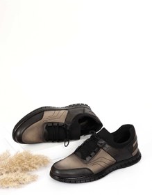 Resim GÖNDERİ(R) Siyaha Kum Nubuk Gön Hakiki Deri Yuvarlak Burun Bağcıklı Günlük Erkek Sneaker 42284 