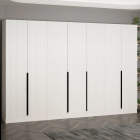 Resim Minar Kale 210 cm 7 Kapaklı 5b Raf Portmanto Beyaz Mebran Çizgili Beyaz 