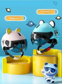 Resim Maoyaya Dört Mevsim Sevimli Hafif Unisex Panda Kulaklı Çocuk Kaskı Mavi Wd0718p-104 Mavi 