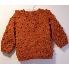 Resim Gümüş Düğme Unisex Bebek Taba Renk El Örgüsü Hırka 