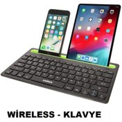 Resim Genel Markalar Standlı Bluetooth Klavye - Tablet - Telefon Uyumludur Wireless Klavye V4 Q 