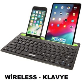 Resim Genel Markalar Standlı Bluetooth Klavye - Tablet - Telefon Uyumludur Wireless Klavye V4 Q 