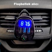 Resim Bluetooth FM Verici Ses Alıcısı MP3 Oynatıcı Led Ekran ÜÇLÜ USB Hızlı Şarj Araç Kiti 