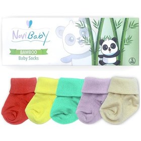 Resim Novibaby 5'li Bambu Yenidoğan Bebek Çorabı I Colour Mix I 0-6 ay "Karışık Renkli" 