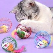 Resim Hareket Eden Fareler ile Etkileşimli Kedi Oyuncakları - Dayanıklı Kumaş, Yapay Tüyler, Pil Gerektirmez, Orta Irk Kediler için Önerilir, Oyuncak Kedi | Renkli Kedi Oyuncakları | Dayanıklı Kedi Oyuncakları 